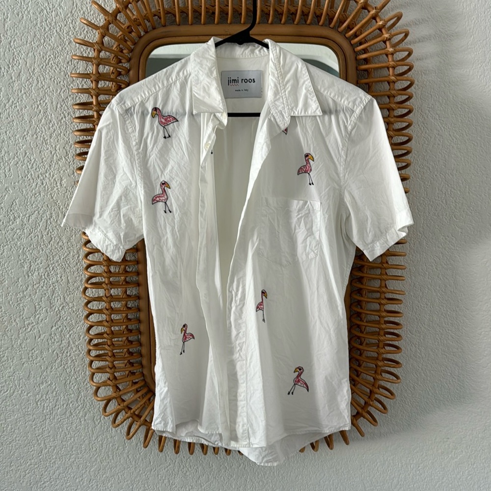 Jimi Roos Flamingo Embroidered Shirt